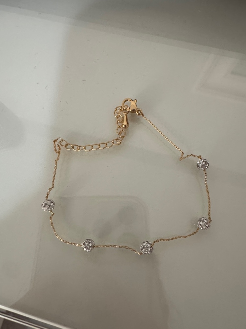 Gold-Plated Sparkling CZ Station Bracelet - White Crystal